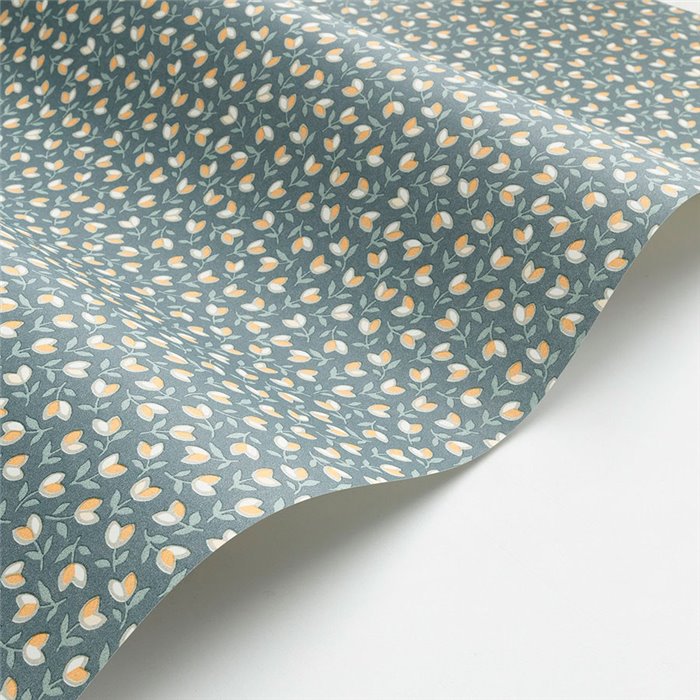Casadeco|Floral wallpaper with small green tulips, minimalist style|Floral