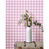 Casadeco|Papier peint imprimé vichy à petits carreaux roses et lilas|Carreaux