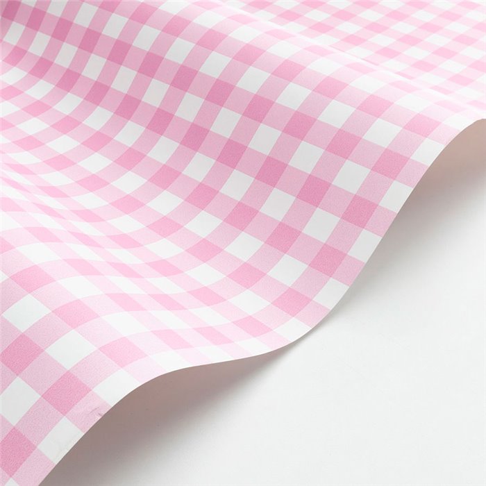 Casadeco|Papel pintado estampado Vichy cuados pequeños rosas y lila|Cuadros