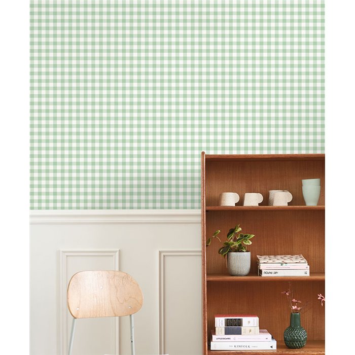 Casadeco|Mint green gingham check wallpaper|Checkered
