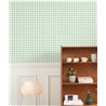 Casadeco|Papier peint à carreaux vichy vert menthe|Carreaux