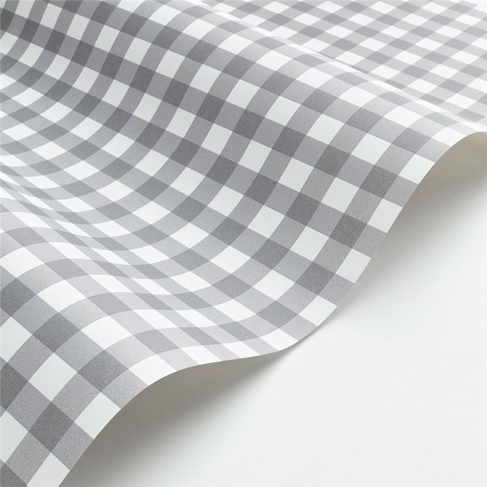 Casadeco|Papier peint à carreaux vichy tons gris|Carreaux