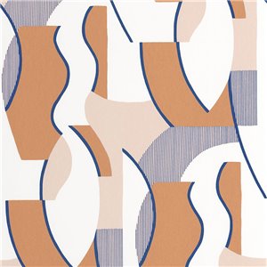 Casadeco|Tapete im figurativen Stil, gelb mit abstrakten Silhouetten|Abstrakt