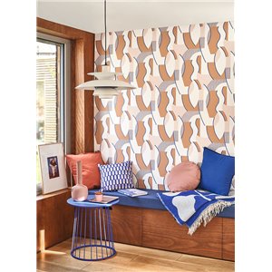 Casadeco|Modern wallpaper with abstract silhouettes in lilac and beige|Modern 2