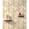 Casadeco|Papel pintado estilo figurativo amarillo con siluetas abstractas |Abstracto