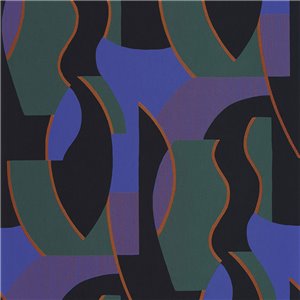 Casadeco|Modern wallpaper with abstract silhouettes in lilac and beige|Modern