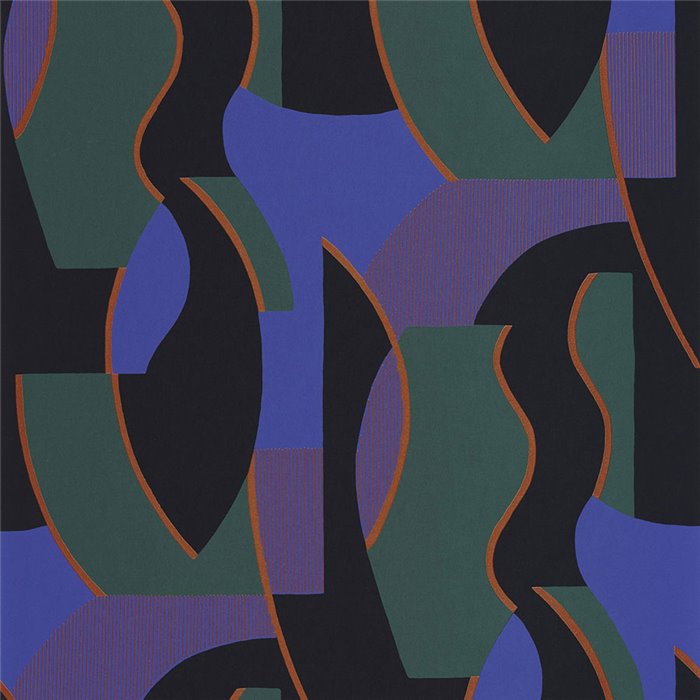Casadeco|Papel pintado rostros y siluetas abstractas azul y verde estilo figurativo|Retro
