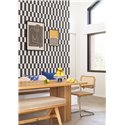 Casadeco|Papier peint géométrique avec formes rectangulaires blanc crème et noir|Rétro