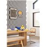 Casadeco|Papier peint géométrique avec formes rectangulaires blanc crème et noir|Rétro