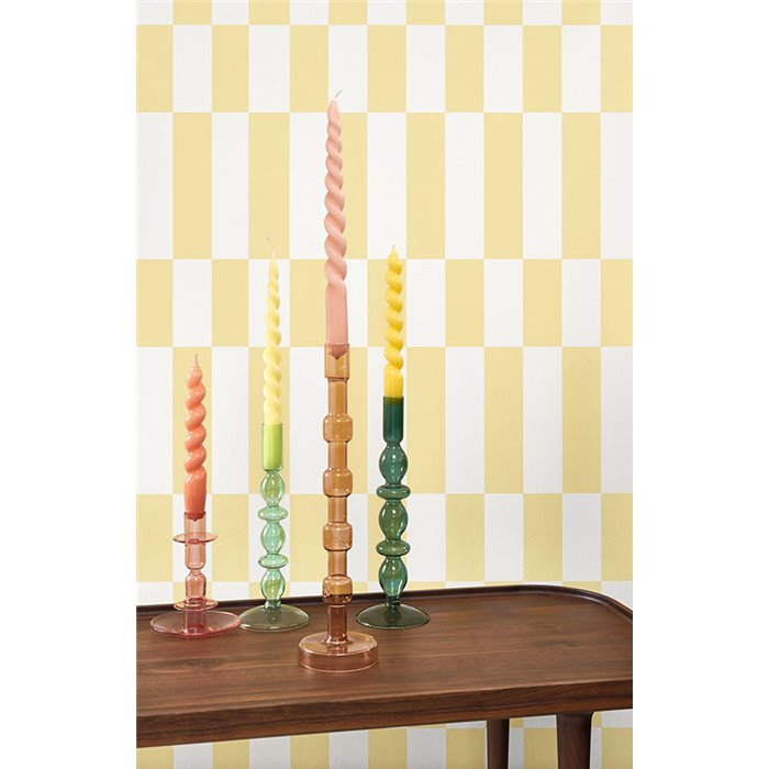 Casadeco|Retro-style wallpaper in white and yellow|Retro