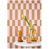 Casadeco|Retro-style wallpaper in brown and mauve with rectangular shapes|Retro