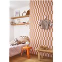 Casadeco|Papier peint style rétro marron et mauve avec formes rectangulaires|Rétro