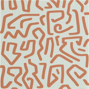 Casadeco|Modern blue wallpaper with labyrinth shapes, Keith Haring inspiration|Abstract
