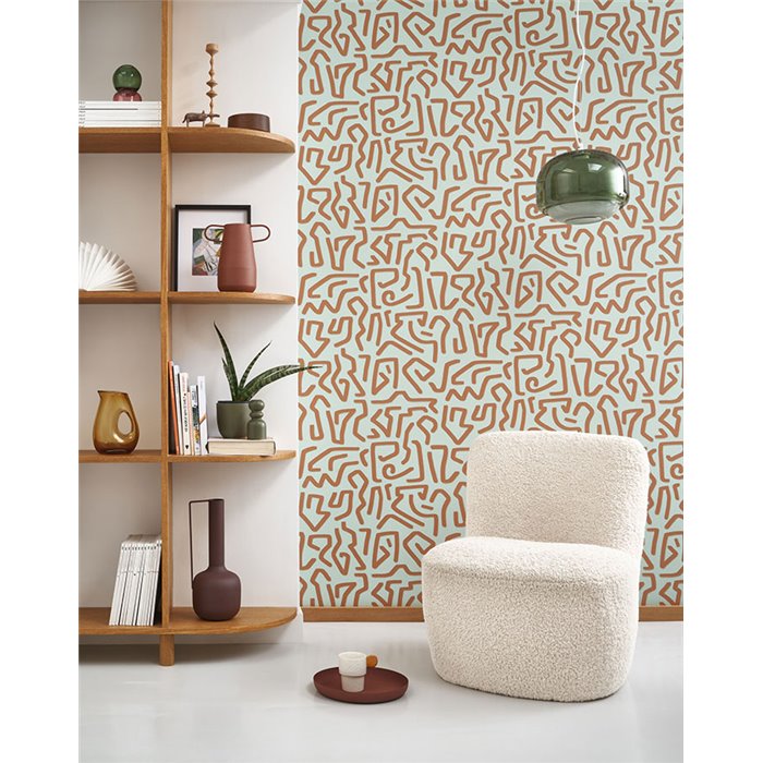 Casadeco|Papier peint art moderne à motif labyrinthe inspiré de Keith Haring|Papier Peint