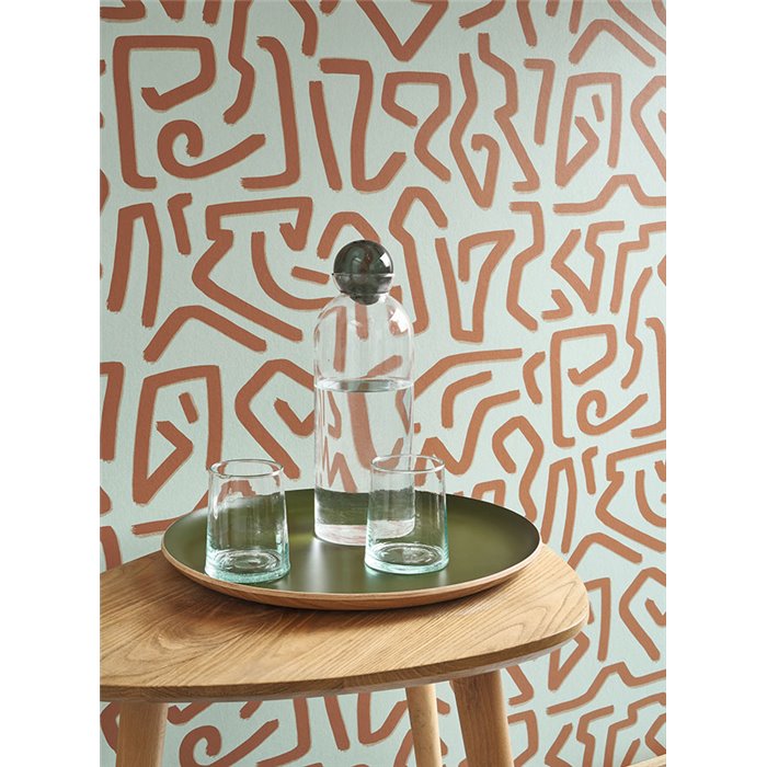 Casadeco|Papier peint art moderne à motif labyrinthe inspiré de Keith Haring|Papier Peint