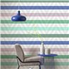 Casadeco|Horizontal green, blue, and lilac striped wallpaper|Stripes