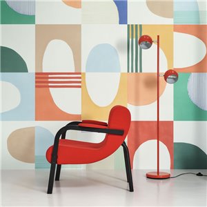 Casadeco|Papier peint bleu moderne avec formes de labyrinthe, inspiration Keith Haring|Abstrait