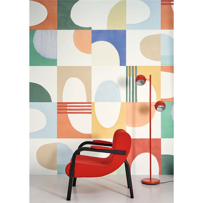 Casadeco|Papier peint géométrique style Pop Art multicolore, idéal pour bureaux et espaces modernes|Moderne