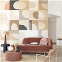 Casadeco|Papel pintado geométrico estilo Por Art beige, ideal para salón moderno|Moderno