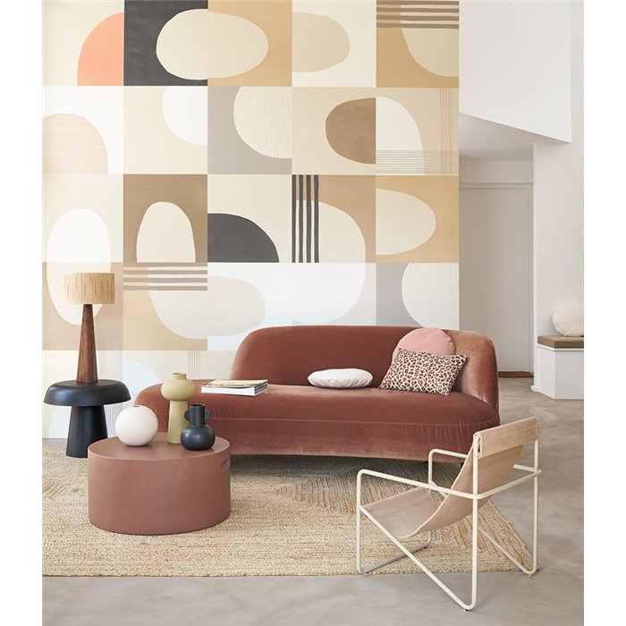 Casadeco|Pop Art-style geometric wallpaper in beige, ideal for modern living rooms|Modern