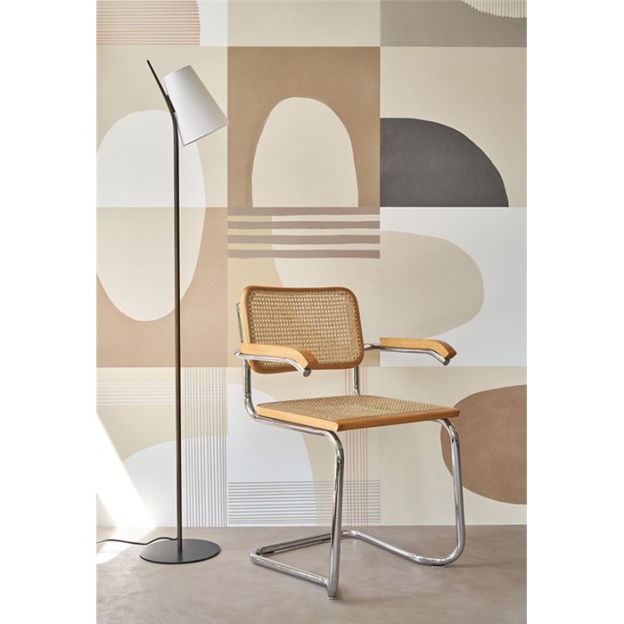 Papel pintado geométrico estilo Por Art beige, ideal para salón moderno - Casadeco Milano Sixties 89371331