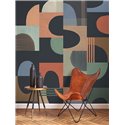 Casadeco|Papier peint art moderne tons foncés multicolores, idéal pour commerces|Moderne