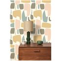 Casadeco|Abstract wallpaper with organic multicolor geometric shapes|Geometric