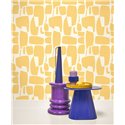 Casadeco|Papel pintado abstracto moderno amarillo con formas geométricas orgánicas|Moderno