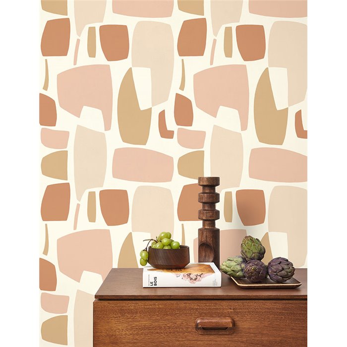 Casadeco|Modern abstract art-style wallpaper in pink tones|Modern