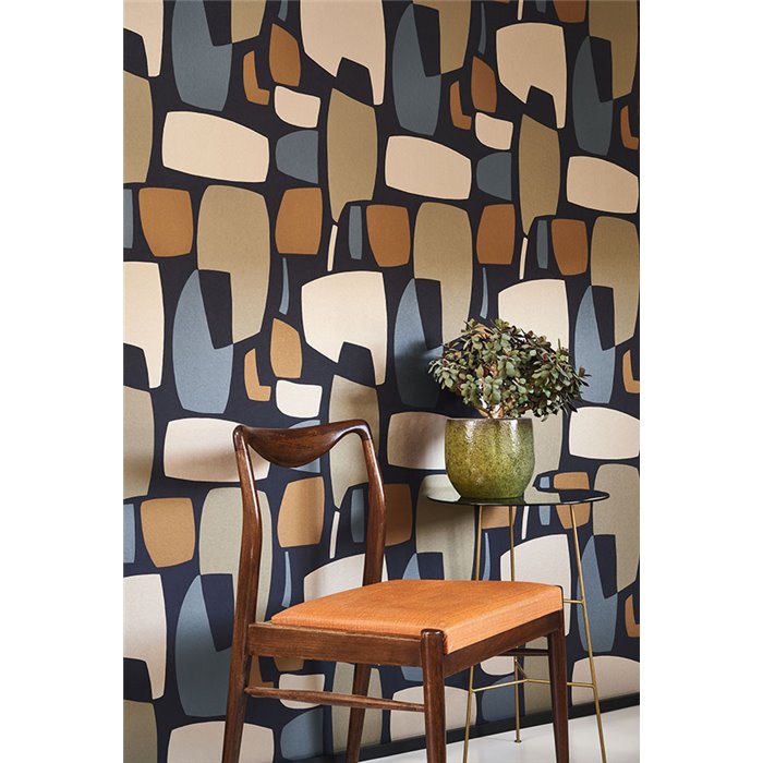 Papel pintado geométrico Arte moderno negro - Casadeco Milano Sixties 89389515