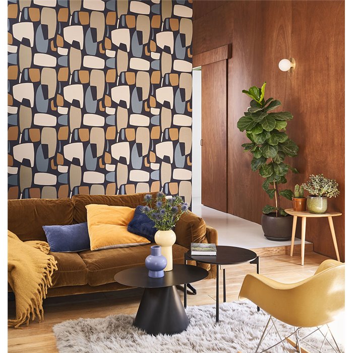 Papel pintado geométrico Arte moderno negro - Casadeco Milano Sixties 89389515