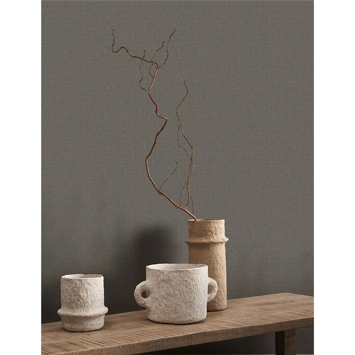 Casadeco|Papel pintado liso con pequeños píxeles beige / negro|Colores Lisos