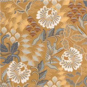 Borastapeter|Wallpaper floral Vera dark blue with beige and lime green|Wallpaper