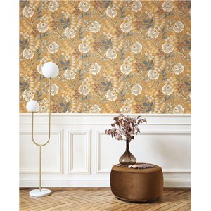 Casadeco|Papier peint style anglais avec grandes fleurs bleu indigo|Papier Peint 2
