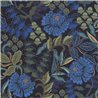 Casadeco|English-style wallpaper with large indigo blue flowers|Wallpaper