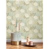 Casadeco|Papier peint floral élégant vert amande, style anglais|Floral