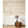 Casadeco|English-style beige floral wallpaper with heraldic shield motif|Floral