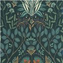 Casadeco|Papier peint floral élégant bleu paon, style anglais|Floral