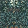 Casadeco|Elegante Blumentapete in Pfauenblau, englischer Stil|Blumen