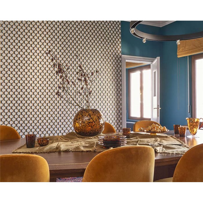 Papel pintado diseño de panal 3D con un toque refinado dorado - Casadeco Derby 89302640