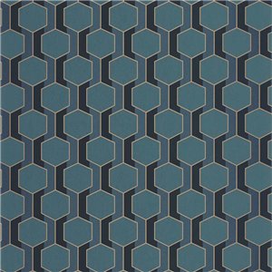 Casadeco|3D geometric black wallpaper with an elegant golden touch|Geometric