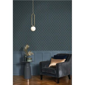 Casadeco|3D-geometrische schwarze Tapete mit eleganter goldener Note|Geometrisch 2
