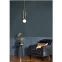 Casadeco|Papier peint motif nid d'abeille graphique 3D bleu paon|Bleu