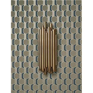 Casadeco|3D geometric black wallpaper with an elegant golden touch|Geometric 2