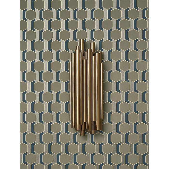 Casadeco|Papier peint géométrique 3D avec motif nid d'abeille vert kaki|Papier Peint