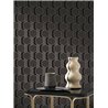 Casadeco|3D-geometrische schwarze Tapete mit eleganter goldener Note|Geometrisch