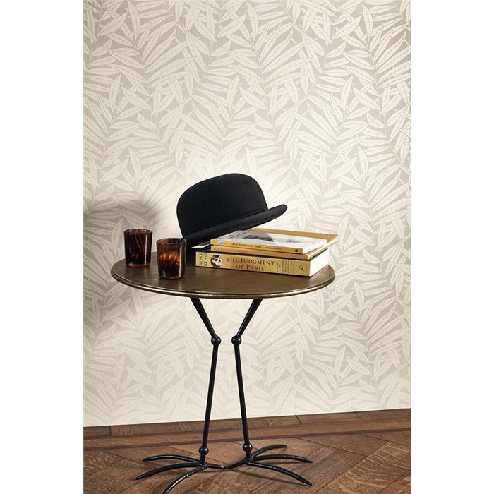 Casadeco|Elegant wallpaper with beige and white ferns|Wallpaper