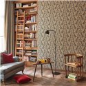 Casadeco|Botanical wallpaper with fern branches in black and brown|Wallpaper