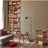 Casadeco|Papier peint botanique avec branches de fougères noir et marron|Papier Peint