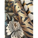 Casadeco|Botanical wallpaper with fern branches in black and brown|Wallpaper